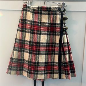 Vintage Plaid Wrap Skirt with Buckles
